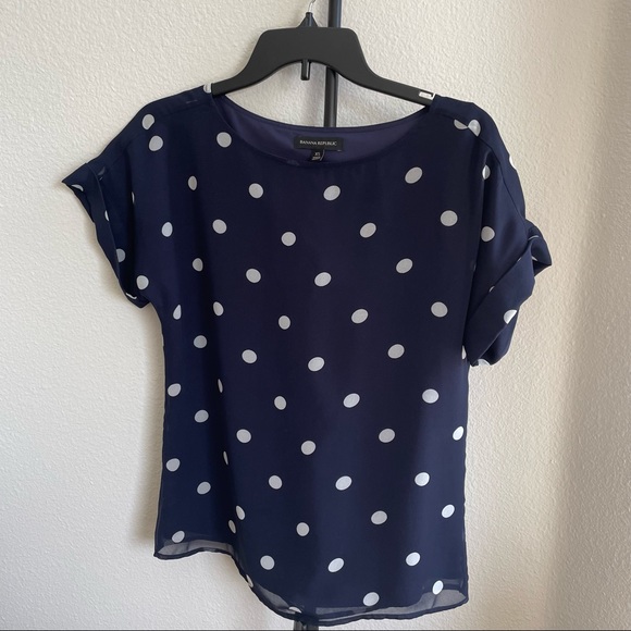 BUNDLE of three Ann Taylor and Banana Republic navy blouses - Picture 6 of 7